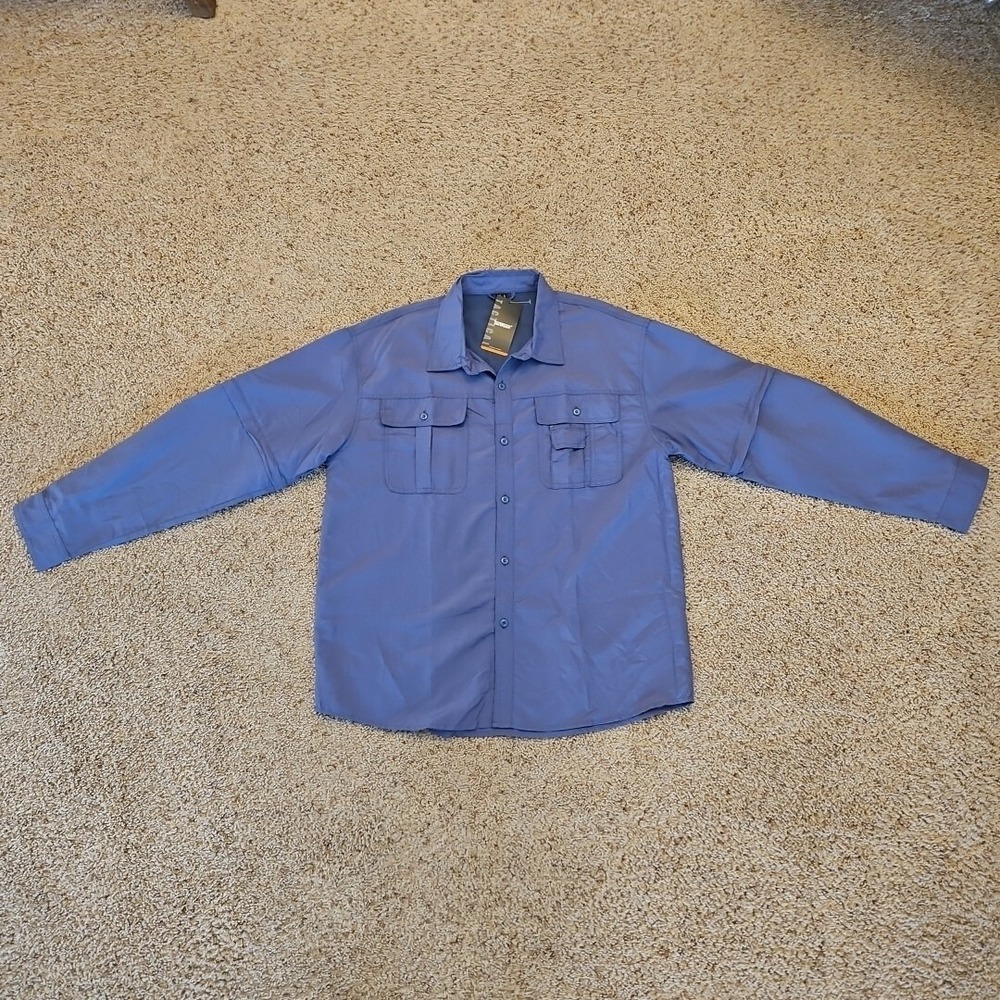 TACVASEN Tactical Shirt Mens L Outdoor‎ Sports Removable Sleeves Vented